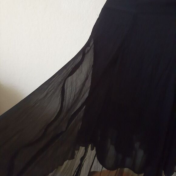 Zara Sheer Fully Line Drop Waist Black Skirt Sz M - Picture 3 of 5